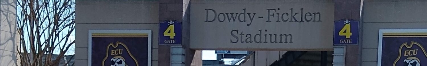 Dowdy-Ficklen Stadium gate entrance with ECU Pirates branding